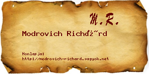 Modrovich Richárd névjegykártya